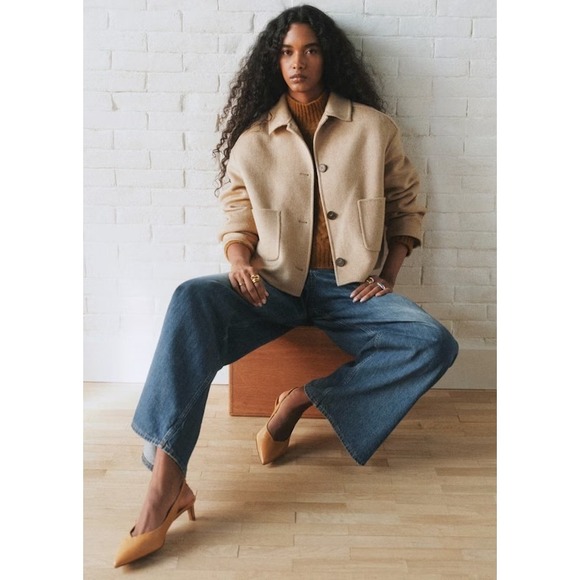 Sezane Jackets & Blazers - Sezane Mia Jacket Chevrons Taupe Wool Blend Herringbone Shacket US 4 FR 36 NEW